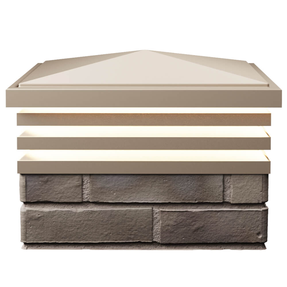 Колпак Zking Бона ХайТек Бежевый на столб 1.5х1.5 кирпича (385х385мм) с подсветкой в Белореченске фото