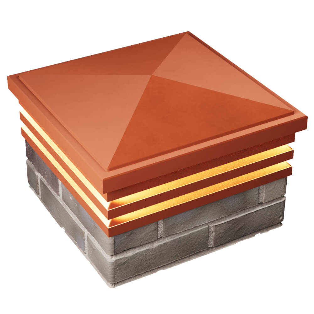 Колпак Zking Бона ХайТек Красный на столб 1.5х1.5 кирпича (385х385мм) с подсветкой в Белореченске фото