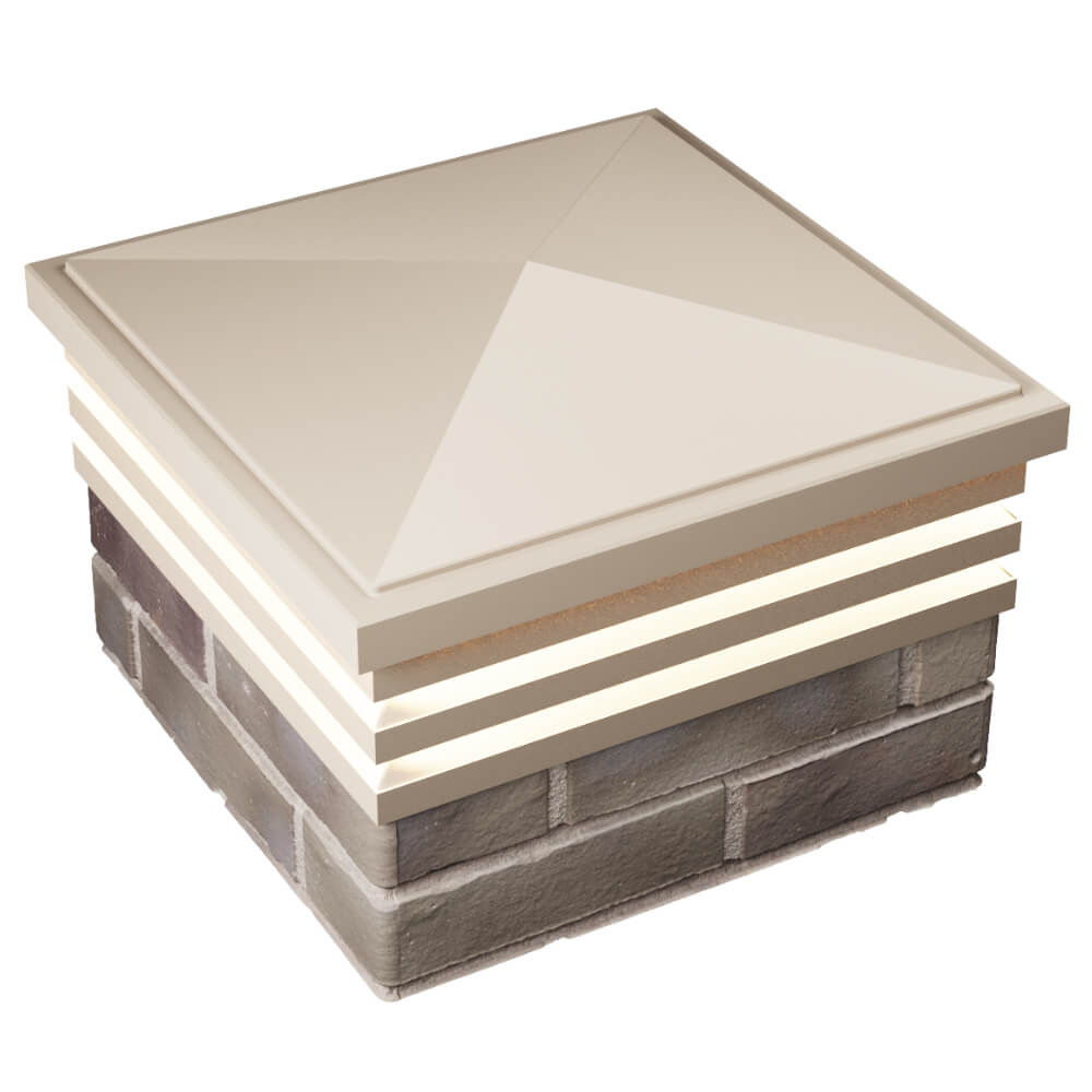 Колпак Zking Бона ХайТек Бежевый на столб 1.5х1.5 кирпича (385х385мм) с подсветкой в Белореченске фото