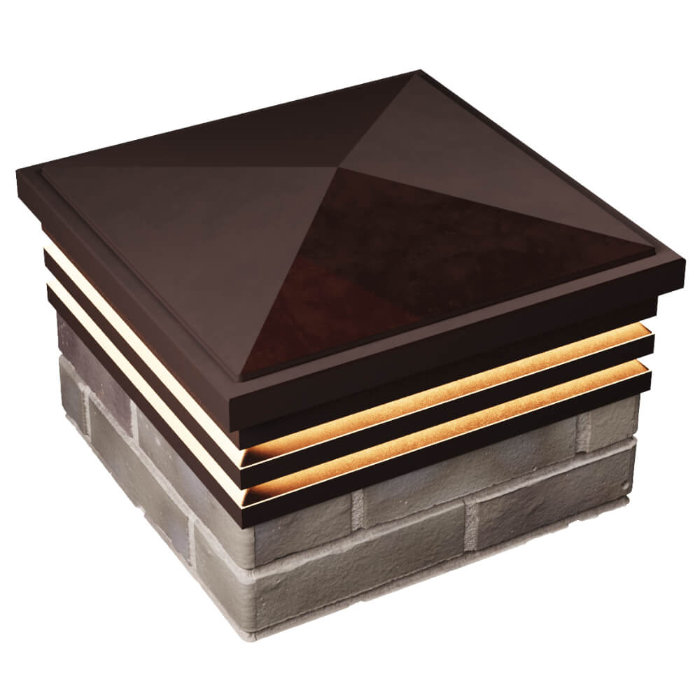 Колпак Zking Бона ХайТек Коричневый на столб 1.5х1.5 кирпича (385х385мм) с подсветкой в Белореченске фото