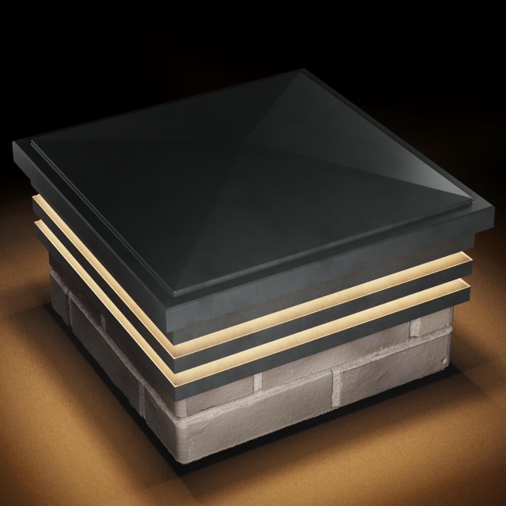 Колпак Zking Бона ХайТек Серый на столб 1.5х1.5 кирпича (385х385мм) с подсветкой в Белореченске фото