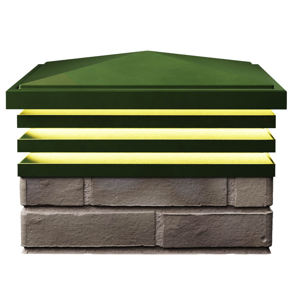 Колпак Zking Бона ХайТек Зеленый на столб 1.5х1.5 кирпича (385х385мм) с подсветкой в Белореченске фото