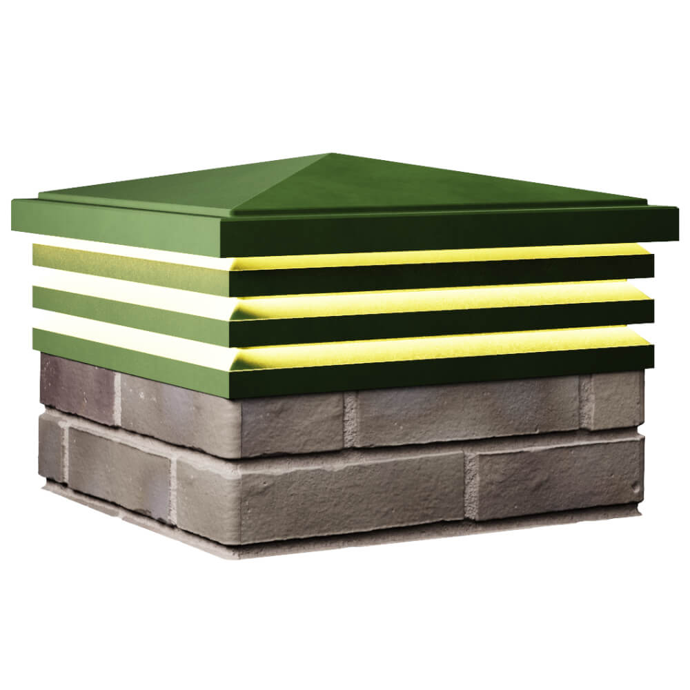 Колпак Zking Бона ХайТек Зеленый на столб 1.5х1.5 кирпича (385х385мм) с подсветкой в Белореченске фото