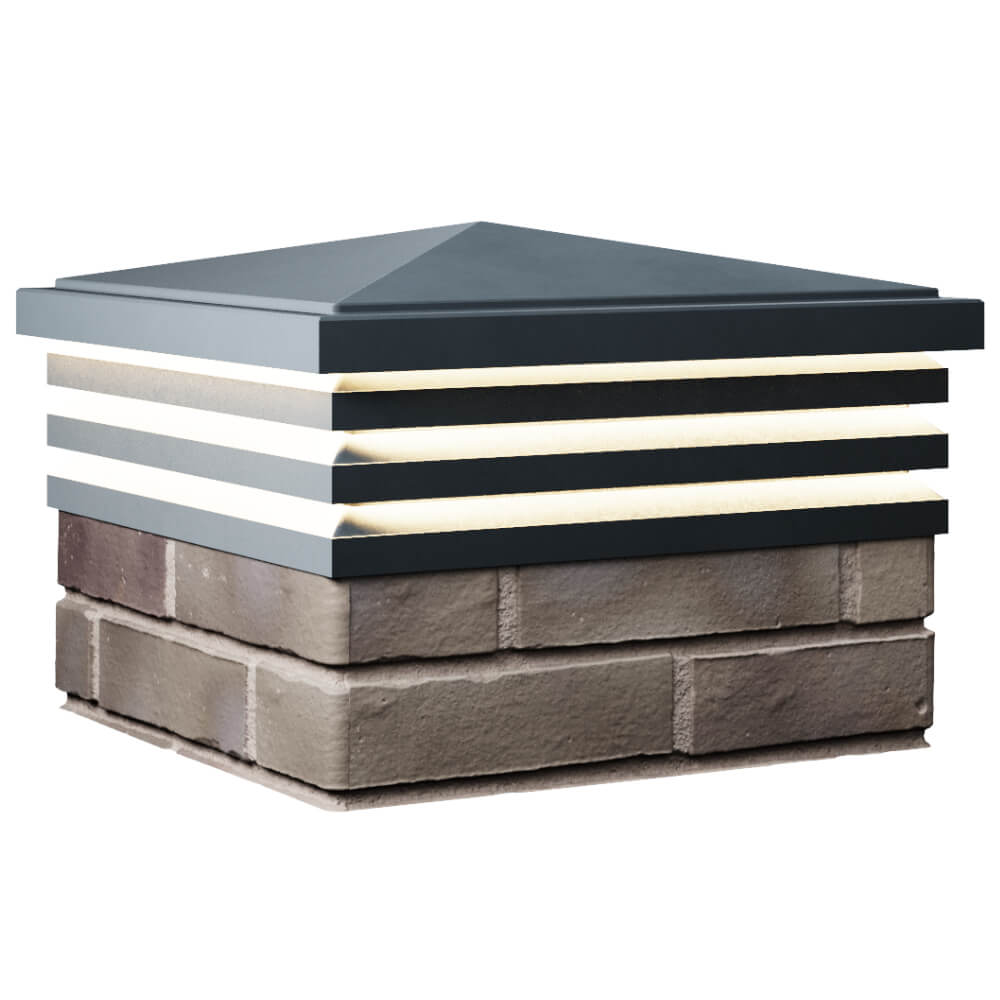 Колпак Zking Бона ХайТек Серый на столб 1.5х1.5 кирпича (385х385мм) с подсветкой в Белореченске фото