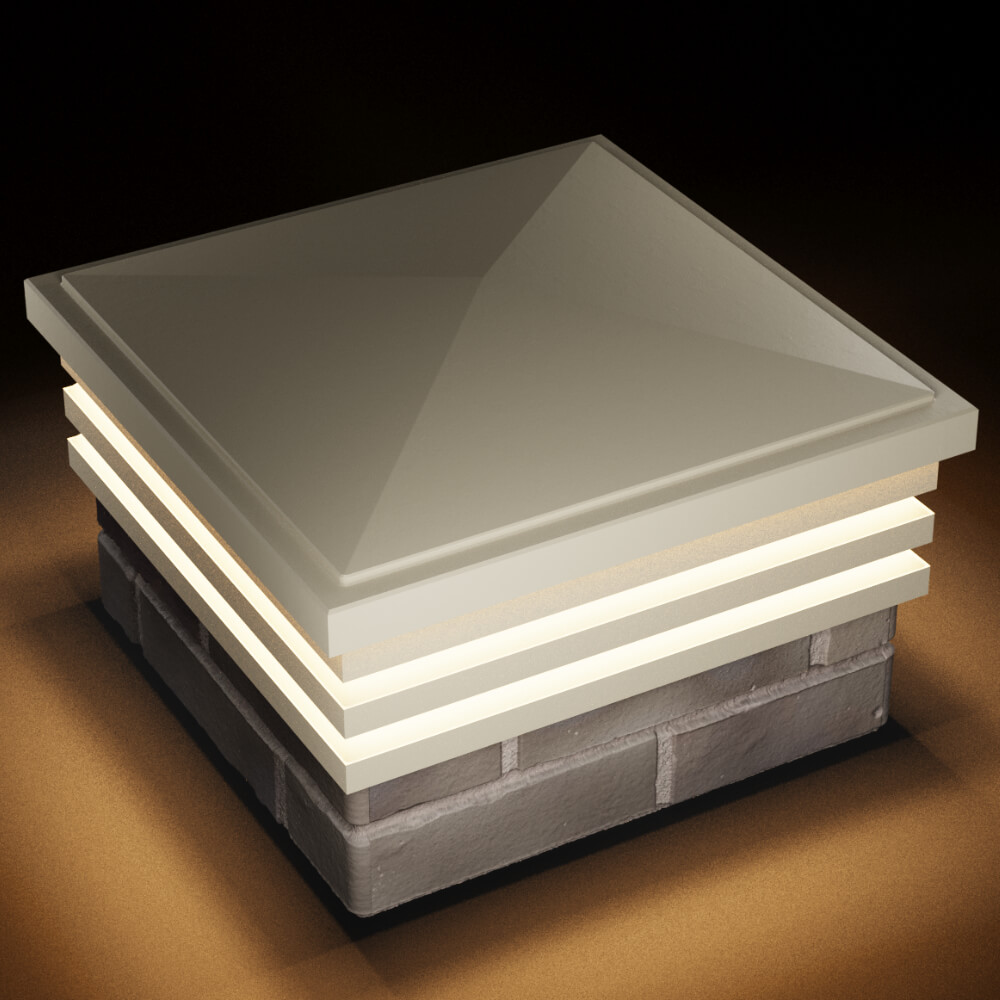 Колпак Zking Бона ХайТек Бежевый на столб 1.5х1.5 кирпича (385х385мм) с подсветкой в Белореченске фото