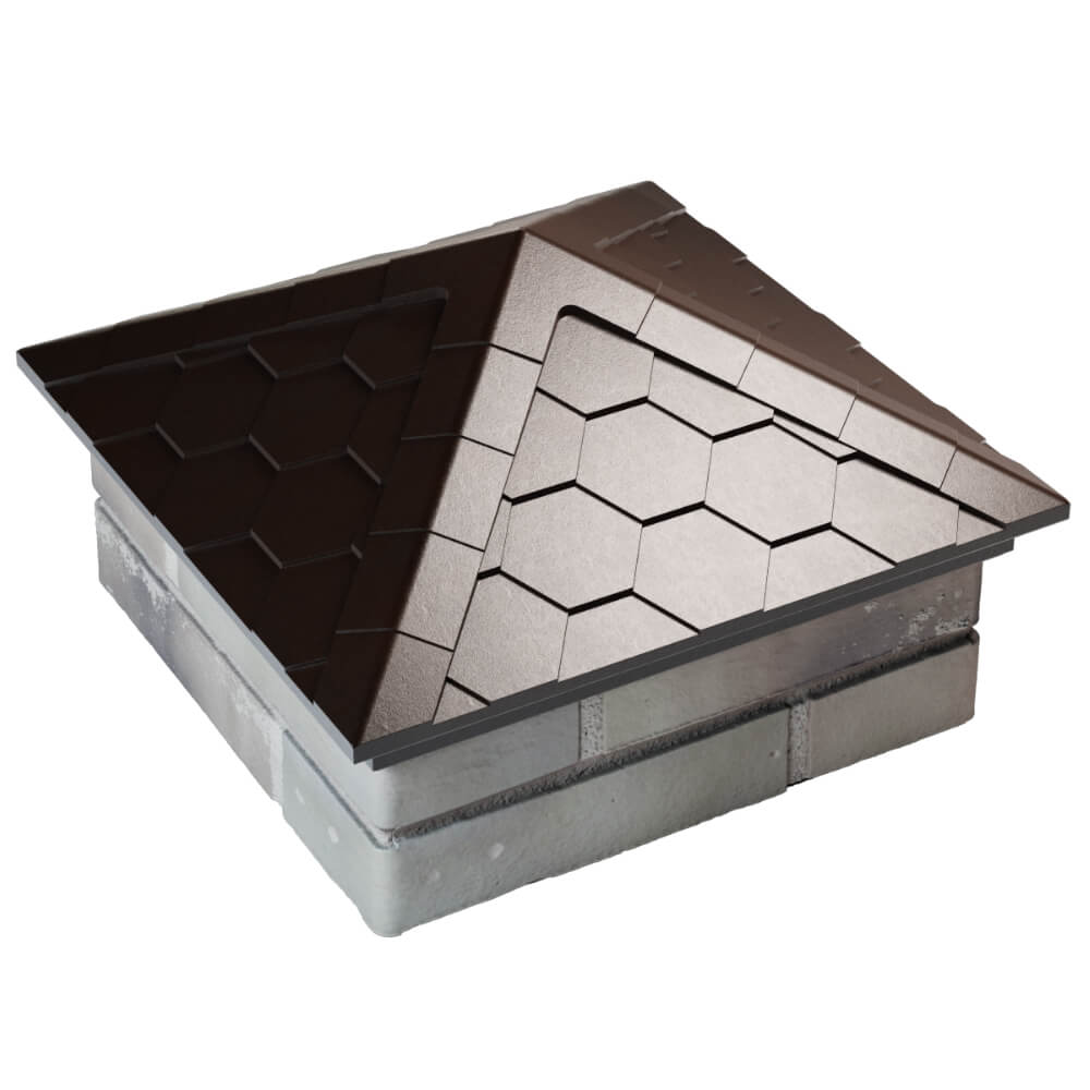 Колпак Zking Эверест Коричневый на столб 1.5х1.5 кирпича (390х390мм) в Белореченске фото