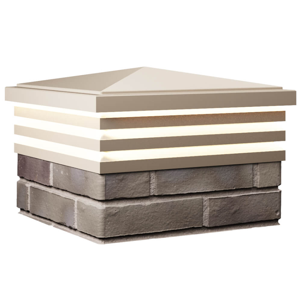 Колпак Zking Бона ХайТек Бежевый на столб 1.5х1.5 кирпича (385х385мм) с подсветкой в Белореченске фото