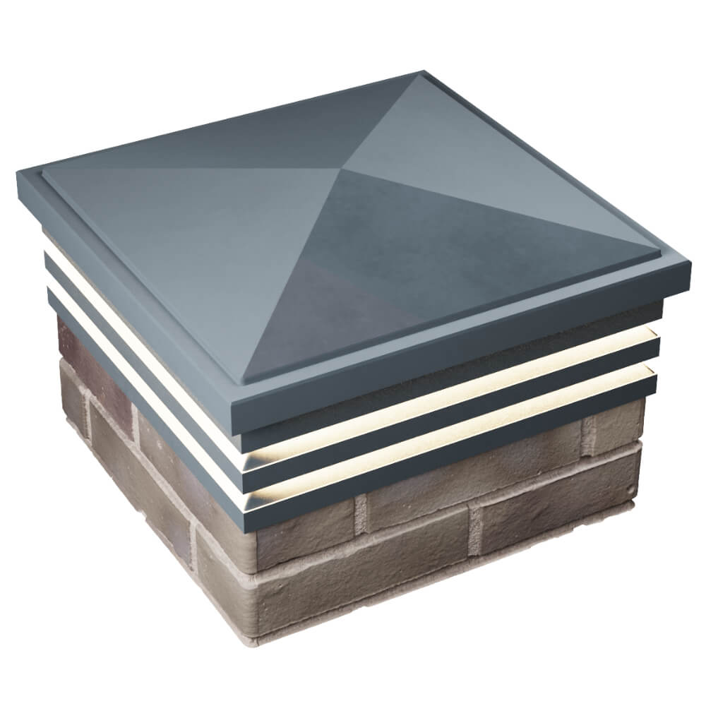 Колпак Zking Бона ХайТек Серый на столб 1.5х1.5 кирпича (385х385мм) с подсветкой в Белореченске фото