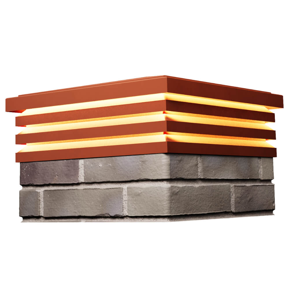 Колпак Zking Бона ХайТек Красный на столб 1.5х1.5 кирпича (385х385мм) с подсветкой в Белореченске фото