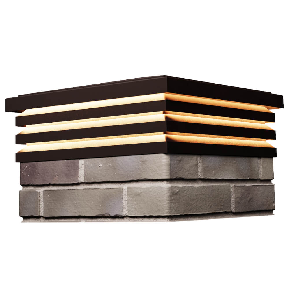 Колпак Zking Бона ХайТек Коричневый на столб 1.5х1.5 кирпича (385х385мм) с подсветкой в Белореченске фото