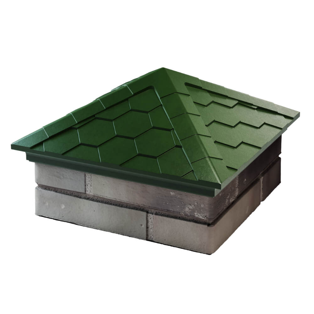 Колпак Zking Эверест Зеленый на столб 1.5х1.5 кирпича (390х390мм) в Белореченске фото