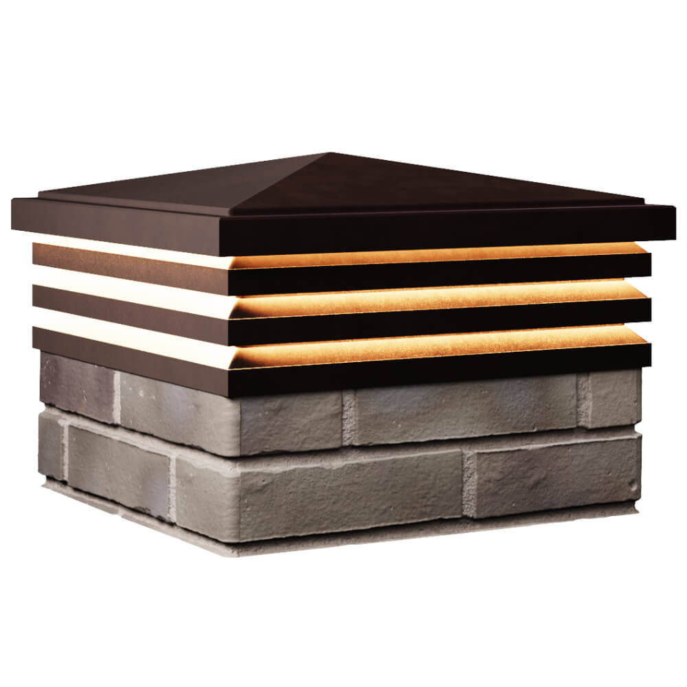 Колпак Zking Бона ХайТек Коричневый на столб 1.5х1.5 кирпича (385х385мм) с подсветкой в Белореченске фото