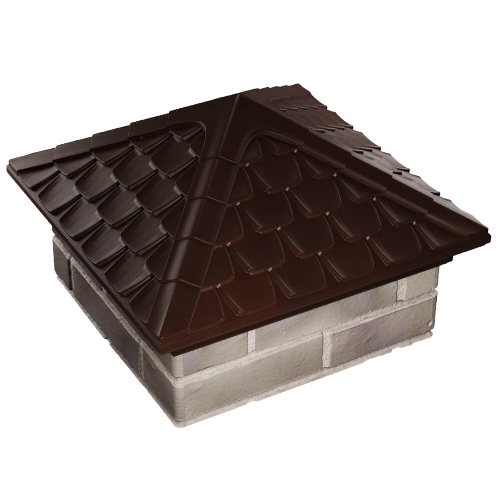 Колпак Zking Эльбрус Коричневый на столб 1.5х1.5 кирпича (385х385мм) в Белореченске фото