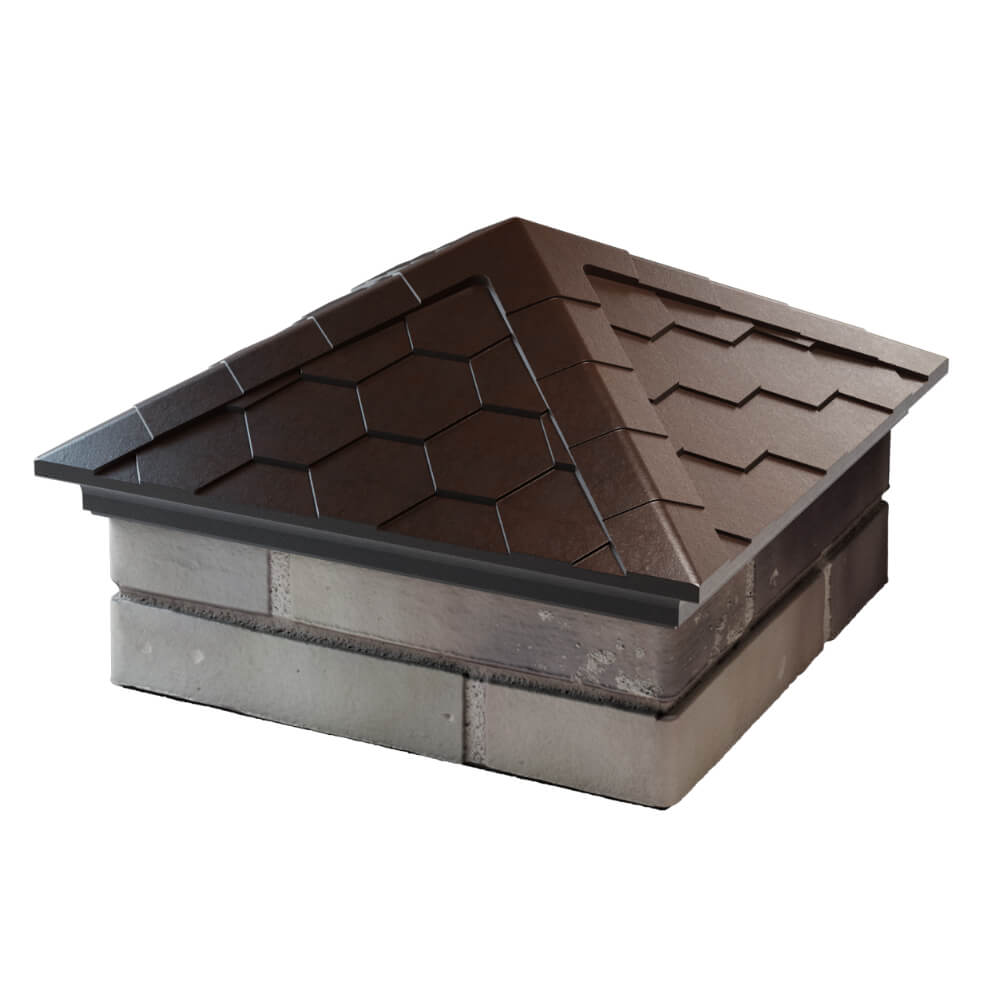 Колпак Zking Эверест Коричневый на столб 1.5х1.5 кирпича (390х390мм) в Белореченске фото